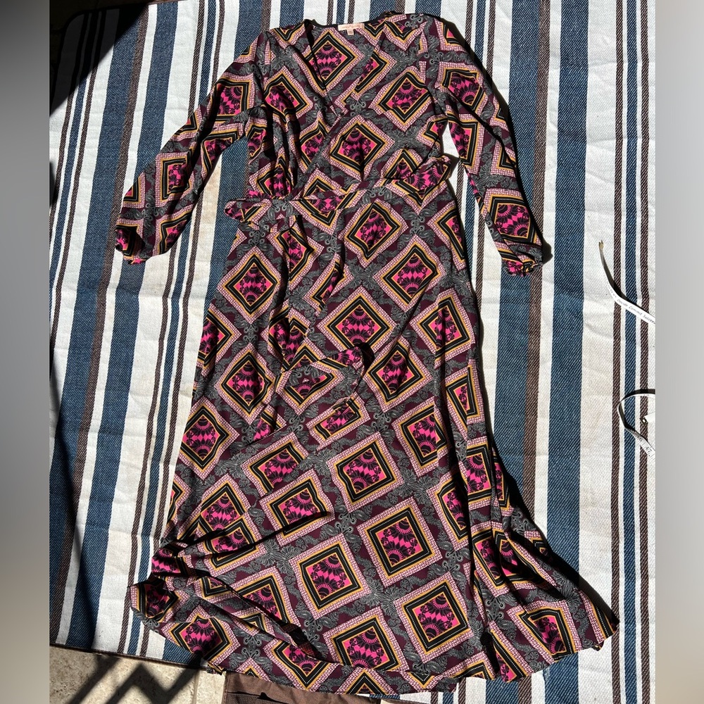 Gibson Latimer maxi geometric wrap dress size small